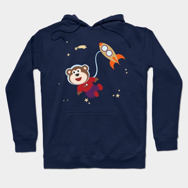 Space monkey or astronaut in a space suit with cartoon style Hoodie by KIDS APPAREL